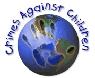 Crimes against children, hand on globe logo