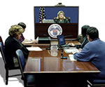 image of a video hearing in session