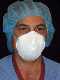 NPPTL health care worker wearing N95 filtering facepiece