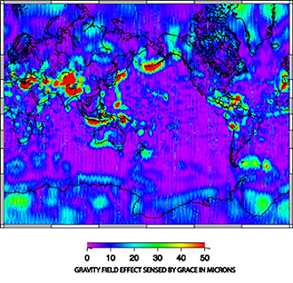 Global gravity map made from GRACE microwave measurements