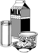cartons and servings of milk and cottage cheese