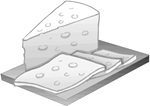 wedge and slices of cheese 