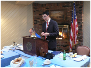 Hometown Diplomat Anthony Renzulli speaking at the Kiwanis Club.[Dept. of State photo]