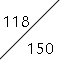 Drawing of a square divided in half diagonally with the number 118 written in one half and the number 150 written in the other half.