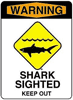 Shark sighting warning graphic.
