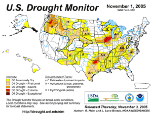 Drought Monitor depiction as of November 1, 2005