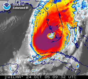 Satellite animation of Hurricane Wilma on October 23-24, 2005 