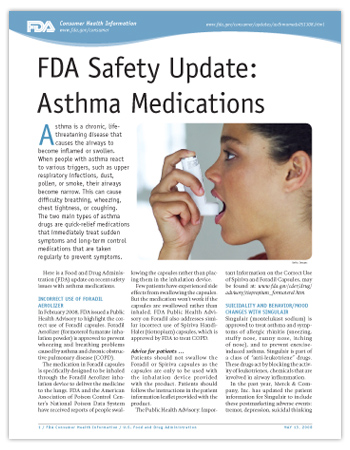 Cover page of PDF version of this article, including photo young woman using an inhaler.