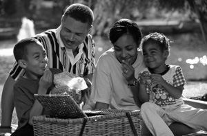 Photo of a family having a picnic