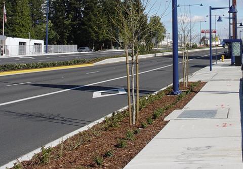 Figure 109.  Sloped-down end section adjacent to turn lane.