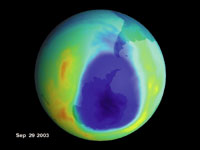 Ozone hole September 2003