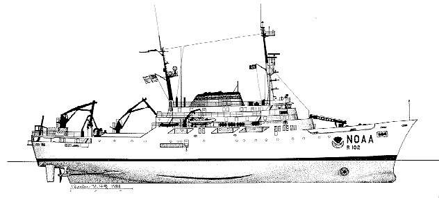 Line drawing of NOAA Ship DISCOVERER