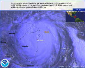 Satellite image of Felix on September 4, 2007