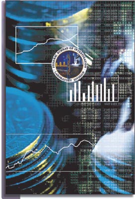 Collage of graphics and photographs depicting the work of the Planning and Budget Unit Items include money, computer numbers, bar and line graphs, and the FBI Laboratory seal