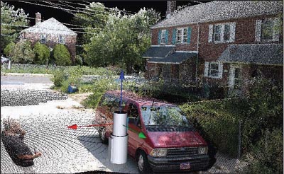 Photograph of the point-cloud data set of a neighborhood where numerous crimes were committed