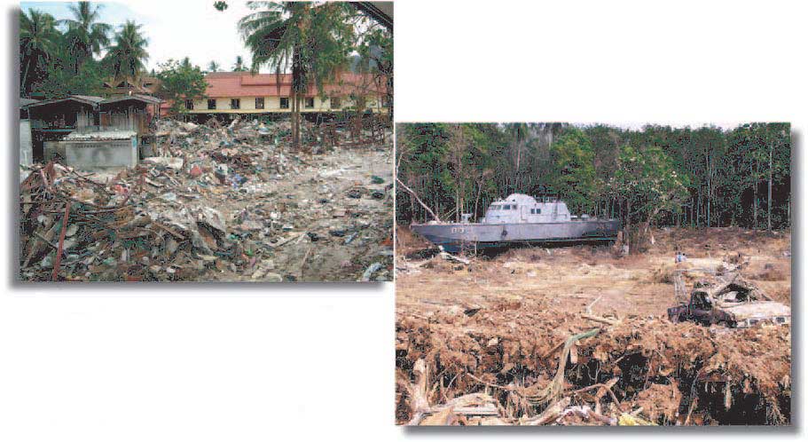 Photograph: some of the damage caused in Thailand by the Tsunami