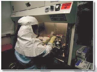 Photograph: Harzardous evidence analysis conducted at the National BioForensic Analysis Center, Fort Detrick, Maryland