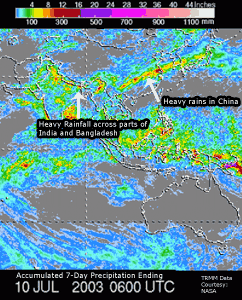 the 7-day precipitation estimates from the NASA TRMM satellite