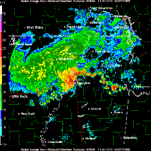 Radar animation from Memphis, Tennessee on July 22 depicting strong thunderstorms in the area