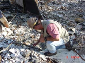 OSHA collected bulk samples of ash and personal air samples where FEMA personnel were working.