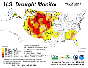 Click Here for the Drought Monitor depiction as of May 18, 2004