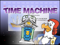 Peter, the Time Machine, and its name overlay the new time continuum screen.