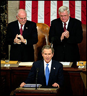 Photo of President Bush speaking at the State of the Union Address, January 28, 2003
