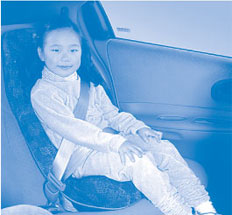 child correctly placed in booster seat