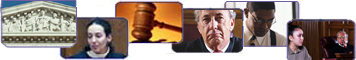 Images of lawyers, judges, courthouse, gavel