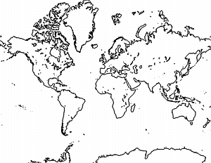 Mercator projection map