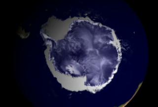 Animation showing ICESat tracks criss-crossing over Antarctica