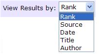 View results by: rank, source, date, time