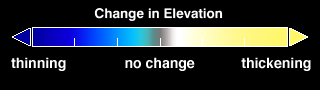 Color bar for the elevation change over Greenland.
