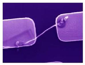 A multi-wall carbon nanotube welded across a gap in the center conductor or a coplanar waveguide.