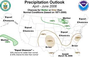 NOAA image of NOAA spring 2006 precipitation outlook.