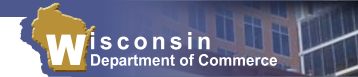 Commerce logo for web pages and Wisconsin Department of Commerce Home Page Link.
