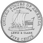 Second new nickel design shows Lewis and Clark keelboat.