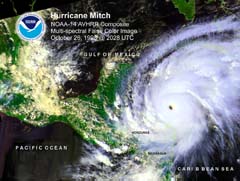 NOAA satellite image of Hurricane Mitch on October 26, 1998.