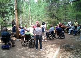 Photo of Board members and staff at picnic area in Rocky Mountain National Park