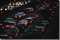 Image of cars driving at night