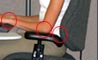 Red ring marks wrist, elbow and armrest