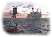 The TAO support vessel and TAO buoy.  Source: TAO Project Office, NOAA/Pacific Marine Environmental Laboratory