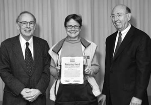 Mentoring Award: Alice Sigurdson with Joseph Fraumeni and John Niederhuber.