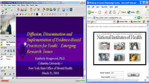 Live Web Meeting Tool (Left) and Extranet/Learning Management Web Site (Right)