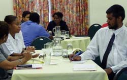 Guyanese lawyers being trained in mediation techniques, prior to the opening of the Mediation Center.
