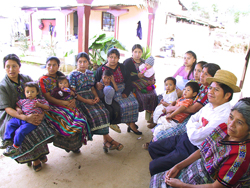Mayan women and one husband receive family planning counseling at the health center in Chimaltenango, southern Guatemala. Men’s participation in these sessions is increasing rapidly.