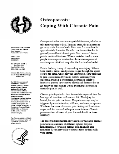 Osteoporosis: Coping With Chronic Pain cover