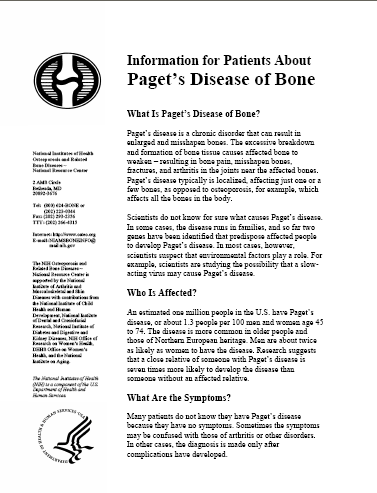 Information for Patients About Paget's Disease of Bone cover