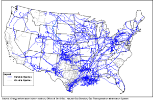 Map of the United States Natural Gas Pipeline Network