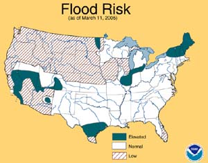 NOAA image of NOAA spring 2005 flood risk.